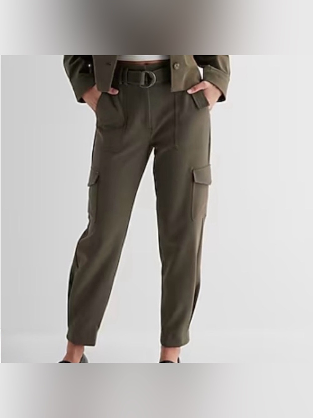 Express Women’s Ankle Super High Rise Olive Green Pants Size 4R NWT